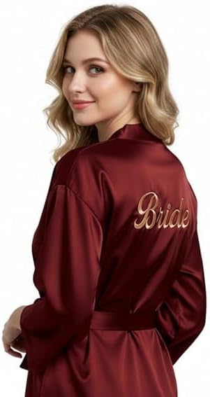 Premium Satin Bride Women’s Short Bathrobe | Luxurious Soft Silk-Feel Nightwear with Belt Tie | Lightweight, Comfortable & Elegant Loungewear for Home, Spa & Bridal Use