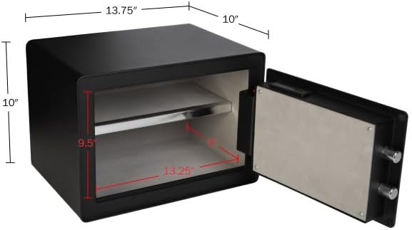 Miniatura 3 de Stalwart - Caja de seguridad biométrica con escáner de huellas dactilares y llave digital para un acceso rápido, caja fuerte para dinero en efectivo
