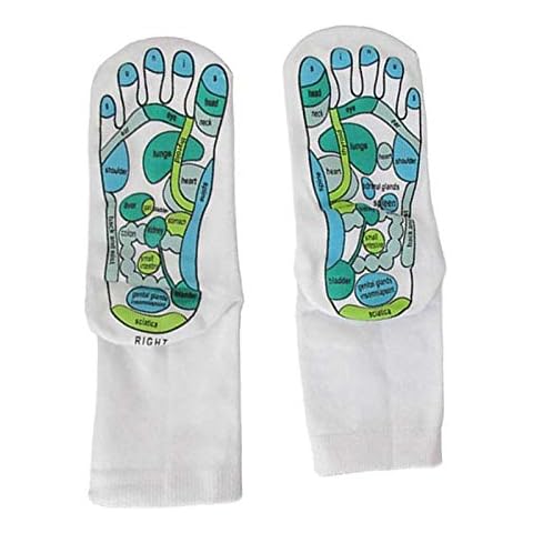 Renwu 2 Pairs Of Massage Socks Reflexology Socks Adult Acupressure Sock Reflexology Massage Kit,Foot Massager Tool,for Easy Foot Massage Therapy With Foot Point Complete Illustration,1 Size Fits All Cover
