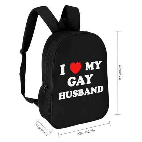 I Love My Gay Husband 17 Inch Backpack Classic Travel Daypack with Adjustable Shoulder Straps for Men Women2