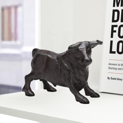 Estatua de hierro fundido con figura de toro miniatura 7