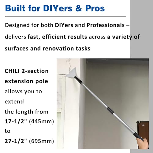 CHILI TOOLS 7 Inch Stainless Steel Pole Scraper -1.8mm Heavy Duty Blade, Ideal for Ceiling Paint Removal & Wallpaper Scraping, Fits CHILI Extension Pole, for DIY & Professional Use, Made In Taiwan - Image 8