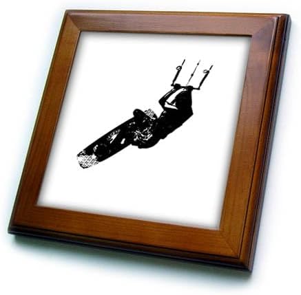 3dRose Kitesurf Action Artistic Kiteurfer Silhouette - Framed Tiles (ft-371453-1)
