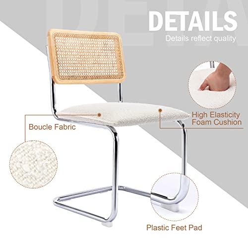 Onevog Rattan Dining Chairs With Cane Backrest, Upholstered Comfy Sturdy Side Chair For Leisure, Bedroom, Kitchen, Living Room, Enterway, Set Of 2 (Beige) #TOP2