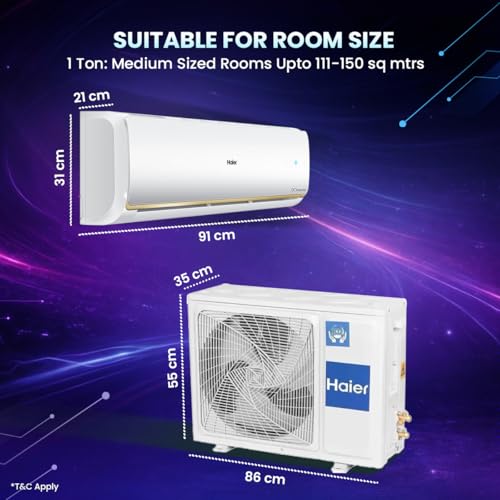Image of Haier 1.5 Ton 3 Star Hot & Cold Triple Inverter Split AC (5125W, Copper, 7 in 1 Convertible, HD Filter, Works between -15C to 60C Temp, 20 Mtrs Air Throw - HSU19CH-TQG3BN-INV,White)