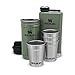 Stanley Adventure Series Nesting Glass And Flask Set Hammertone Green 18/8 Lid Loop Clip To Pack 4 Shot Glasses (2 Oz /59 Ml) 1 Stainless Steel Carrying Case, Unisex Adulto, of 4-2OZ/59mL + 8OZ / .23L