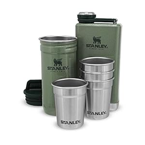 Stanley Adventure Pre-Party Shot Glas + Flessenset Hammertone Groen – BPA vrij roestvrij staal – RVS fles – Gift set…