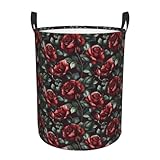 Structure robuste : la barre de support en polyéthylène sur le dessus aide le panier à tenir debout tout seul. Pas de problème d'effondrement, que vous l'utilisiez comme panier à linge vintage imprimé rose rouge, panier à linge pour chambre d'enfant ou panier à linge