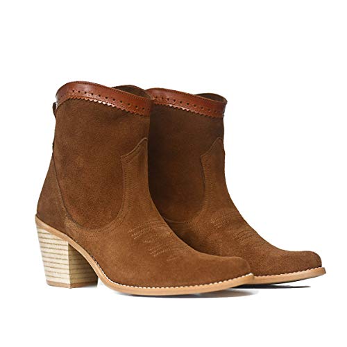 Bota Tejana Mujer Piel Ante marrón Vivo Mod. 1948 Fabricada en Valverde del Camino (42)