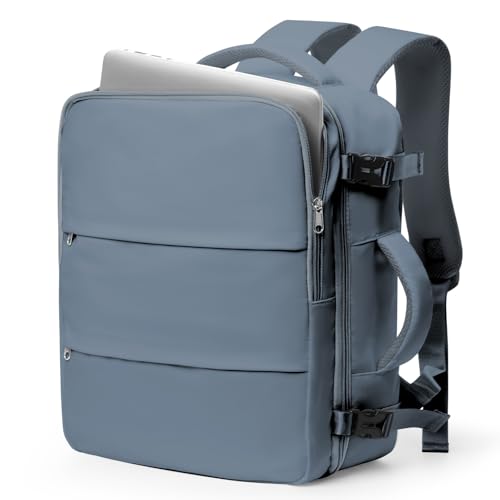bergsalz Mochila de viagem para mulheres e homens, mochila de mão para viajar em aviões, item pessoal, bolsa de viagem, mochilas para laptop, E1 - cinza e azul, Large