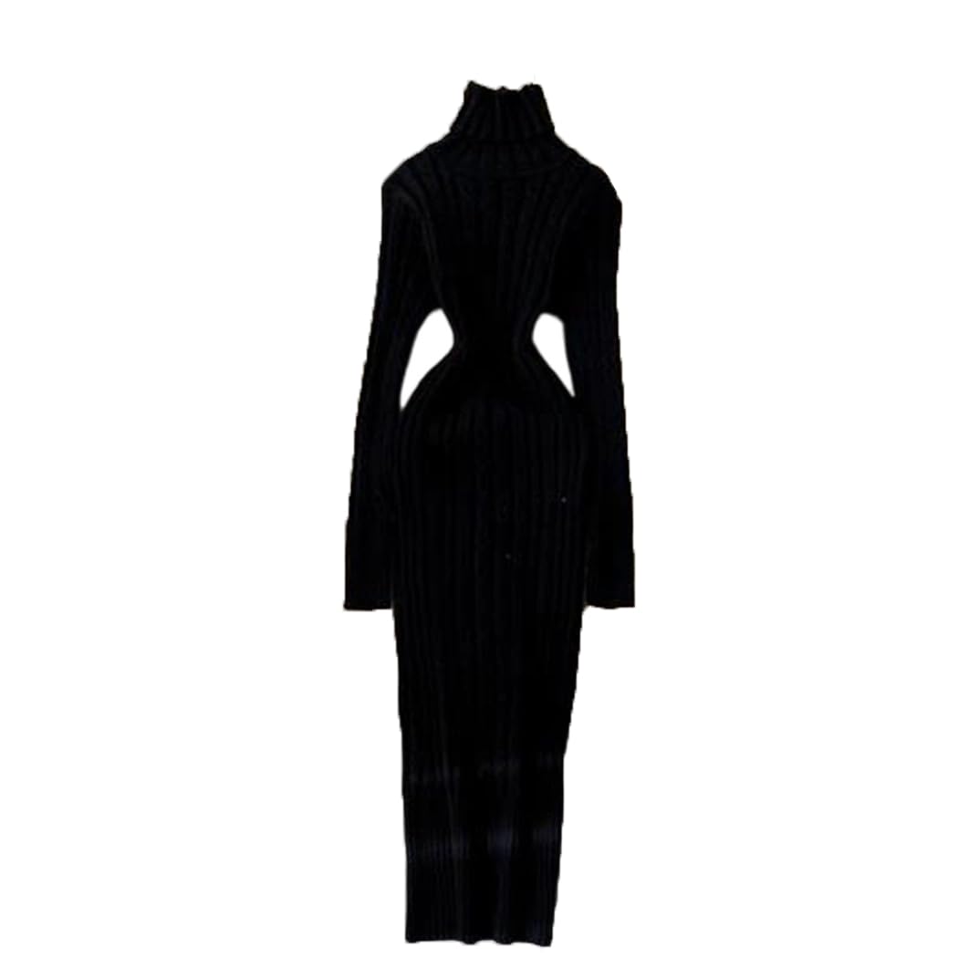 Dvbfufv Womens Winter Twists Wrap Knitted Dresses Female Long Sleeve Office Dress