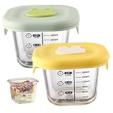2-Pack 8oz Reusable Glass Baby Food Jars with Lids, Leakproof Microwave & Freezer Safe Containers for Homemade Baby Food, Storage, Portion Control