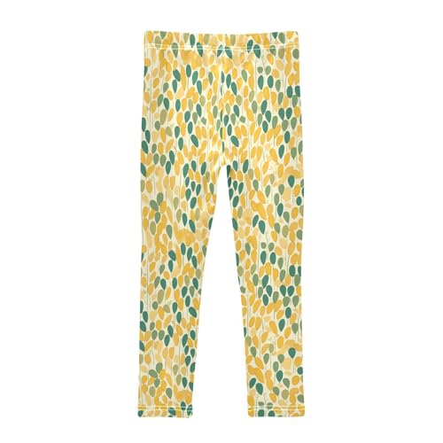 KLL Vintage Grass Green Yellow Pattern Pattern Toddler Girls' Leggings Stretch High Waisted Athleisure Pants Sports2