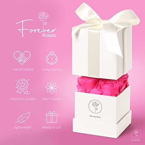 Forever Roses That Last A Year, Preserved Roses For Delivery Prime, Eternity Roses In A Box, Real Flowers In A Box, Flowers For Delivery Prime Birthday, Valentines Day, Anniversary, 4 Pcs Pink… #TOP1