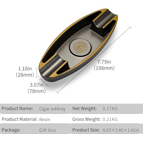 Image of Cigar Ashtray with 2 Cigar Holder Portable Travel Ashtray Unique for Outdoors Indoors