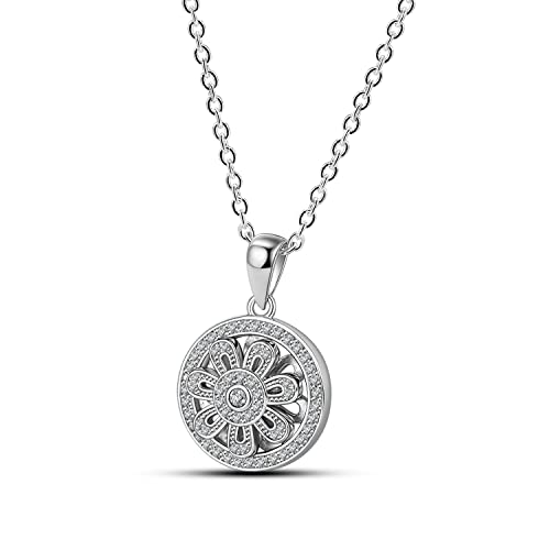 Collier anti-stress moulin à vent argent 925 avec pendentif fleur