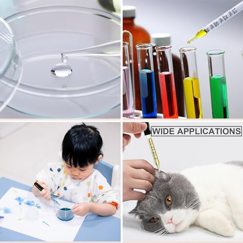 Image of 10 Pcs Eye Dropper with Durable Rubber Head, 1ml Glass Dropper, Liquid Droppers for Oils, Eye Droppers for Medicine, Precise Pipette Droppers for crafts, Essential Oil, Food