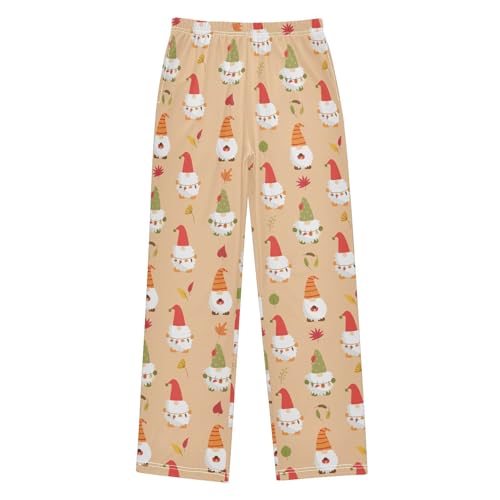 Gnome Fall Leaves Boys Long Pants Soft Trousers Elastic Waist Kids Lounge Bottoms with Pockets S-XL