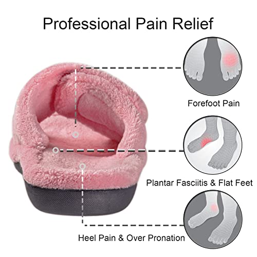Gritheim Women'S Orthotic Arch Support Slippers Fuzzy Adjustable Orthopedic Slippers For Plantar Fasciitis Furry Slide Slippers For Ladies Pink 8 thumb #2