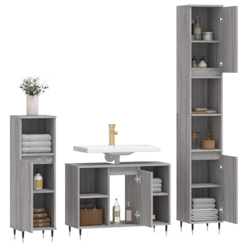 Muebles de baño de 3 piezas en gris Sonoma para organizar tu hogar con estilo 4