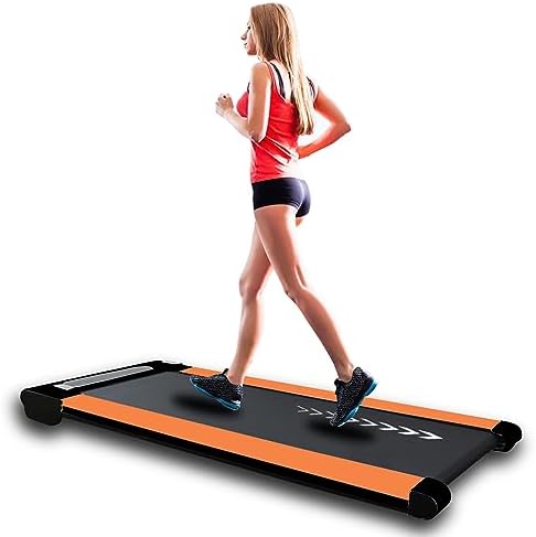 KONDAFILA Under Desk Treadmill Quiet, 2.5HP Large Walking Jogging Area 56″x23″x5″, 2 in 1 Compact Walking Pad for Home Office with Wheel, App & Remote Control, Installation Free, Automatic Sensing