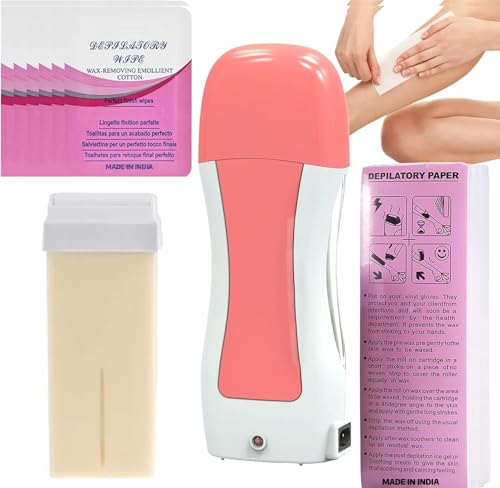 Image of Wax Heater Roll-On Wax Heater Kit Machine for Women with Applicator, Cartridge & 30 Strips | Easy Hair Removal Kit at Home | Smooth, Mess Free Waxing, Wax Hair removal Roller wax Heater Machine Waxing combo kit