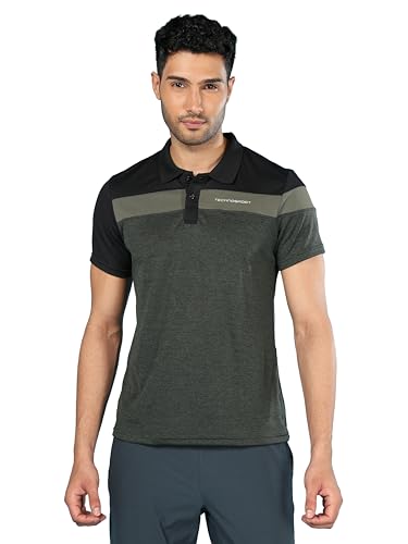 Image of TECHNOSPORT Men's Polo Neck Colorblock Half Sleeve T-Shirt - (MTP741 PRNT)