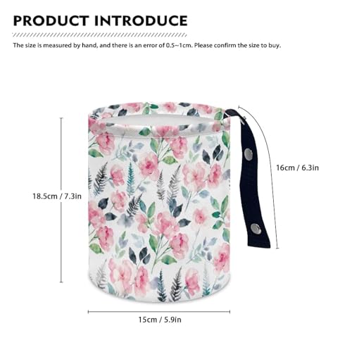 Image of Cute Floral Leaf Car Trash Can Car Bag Accessories Interior Hanging Portable Dustbin Bin Waste Basket Collapsible Small Trash Can Easy to Clean
