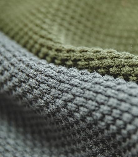 Men's Crewneck Sweaters Long Sleeve Waffle Knitted Pullover Casual Loose Fit Solid Sweater3