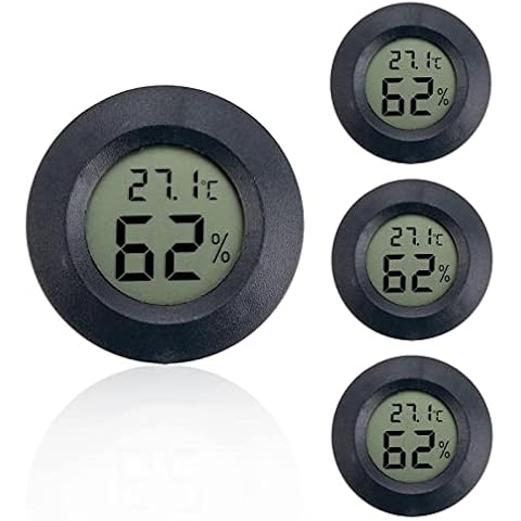 DIFCUL 4-Pack LCD Digital Hygrometer Thermometer Mini Digital Room Temperature Meter Indoor Humidity Gauge for Greenhouse/Cars/Home/Cellar/Office/Reptile Incubator(Round) Cover