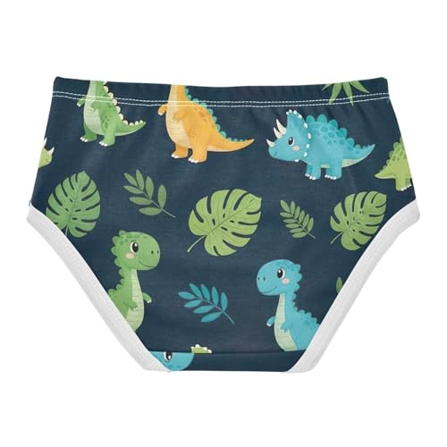Kids Underwear Girls, Jungle Dino Navy Toddler Briefs, Girls Underwear Cotton, 2T–8 Years2
