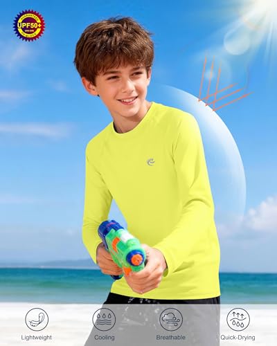 Image of Boys UPF 50+ Swim Shirt Long Sleeve, 1 or 2 Pack Rash Guard Tops