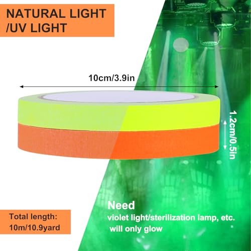 Image of Fluorescent Spike Tape-1 /2 inch x 11 Yards,Spike Tape Set,2 Bright Colors,Multipurpose Neon Gaffer Tape Stage Marking, Party and Art Crafts DIY Projects(Yellow + Orange)