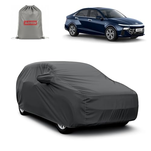 Image of AOSIS 'Waterproof' Car Cover Compatible with Hyundai Verna 4th Gen 300 GSM Uly Coated Thick Fabric 4X4, Adjustable Belt Buckle, Elastic Grip