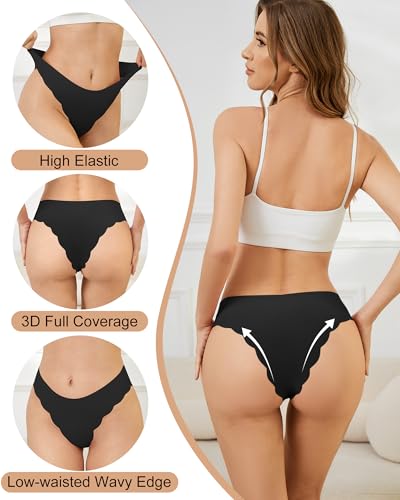 YSense Seamless Underwear for Women No Show Wave Low Hipster Invisibles Cheeky Underwear Sexy Bikini Panties 6 Pack4