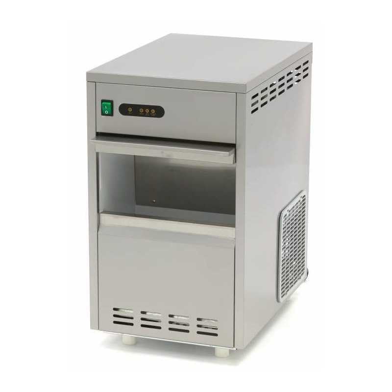 Machine à Glace Pilée en Paillettes – 30 kg/24h – Stockage 10 kg – Inox – Refroidissement à Air – Glace en Grains, Pilée et Paillettes