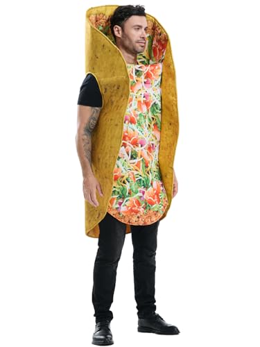 Adults Taco Costume, Funny Food Cosplay Fancy Dress Outfits for Halloween Dress Up Party, One Size Fits Most Unisex Adult4