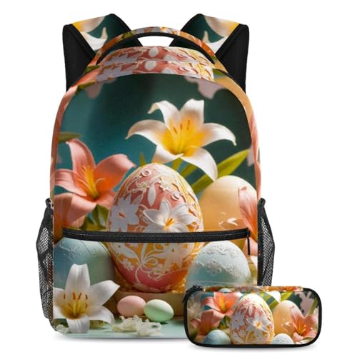 Sac à dos 2 pièces lys de Pâques multicolore pour collège et sorties