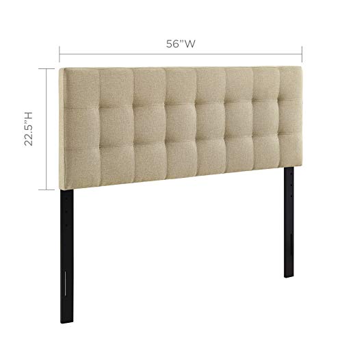 Image of Modway Lily Tufted Linen Fabric Upholstered Full Headboard in Beige