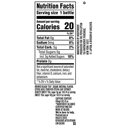 Pure Leaf Iced Tea, Subtly Sweet Lemon, Lower Sugar, 18.5 Fl Oz (Pack Of 12) #TOP5