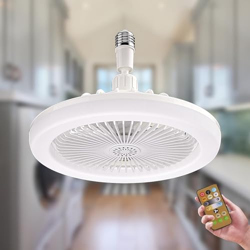 JCGJC LED Fan Lights Ceiling for Bedroom,30W Ceiling Fans with Lights and Remote E27 Fan Light Bulb 3 Color Dimmable LED, 3 Speeds for Small Spaces Bedroom Home Office Dormitory (White)