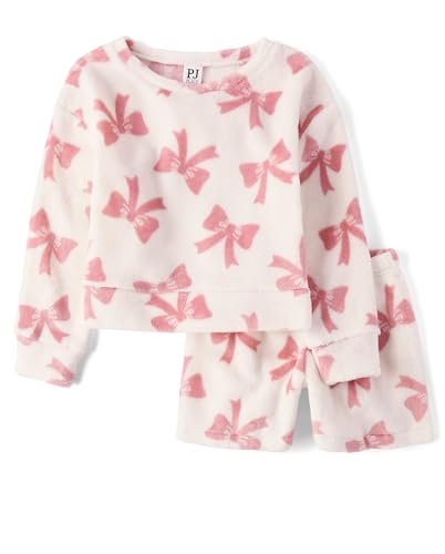 The Children's Place Girls' 100% Fleece Long Sleeve Top and Shorts,2 Piece Pajama Set - Main Image