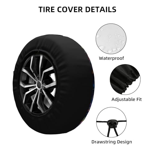 Image of Skull with Flower Spare Tire Cover Weatherproof Universal Halloween Decorations Wheel Protectors Wheel Covers for Rv Camper Travel Trailer SUV Truck 16 Inch