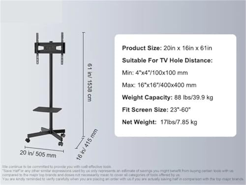 Soporte móvil para TV con ruedas y doble bandeja ajustable miniatura 2