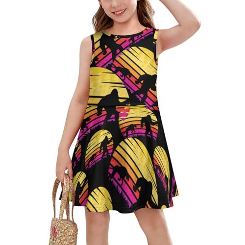 Bigfoot Cheetah Sunset Vintage Fashion Girls Dress Tank Top Everyday Summer Dresses Sleeveless Holiday Skirt
