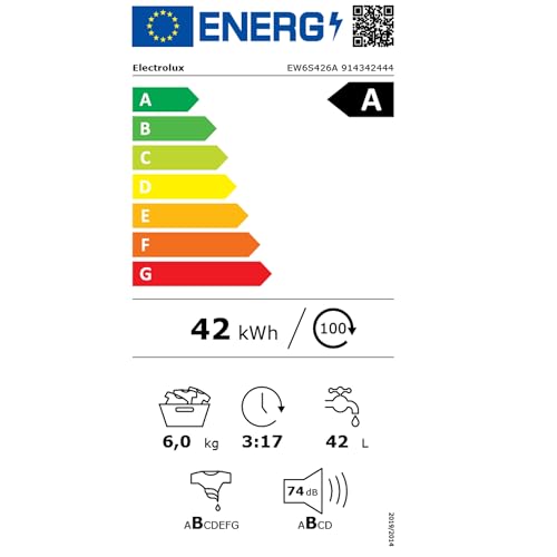 Electrolux EW6S426A Lavatrice, Caricamento Frontale, 6 Kg, 14 Programmi, Profondità 37,8 Cm, Bianco, Classe A - 8
