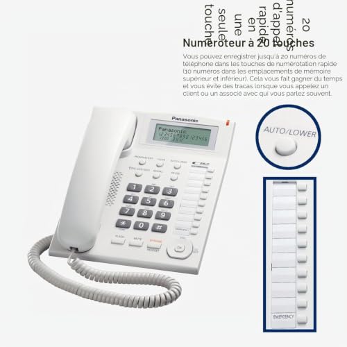 Téléphone Filaire Panasonic KX-TS880EXW – Avec ID d'Appelant, 50 Entrées - vue 6