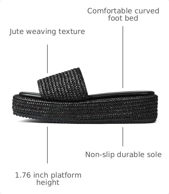 Image of EQAUDES Platform Sandals Women Slip on Espadrille Wedges Slides Bohemia Sandals Flatform Open Toe Beach Sandals