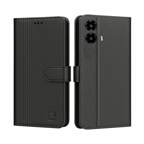 Image of AIBEX Shock Proof Flip Compatible for Motorola G85 5G Flip Cover Leather Finish | Inside TPU with Card Pockets | Wallet Stand | Complete Protection Flip Case - Black