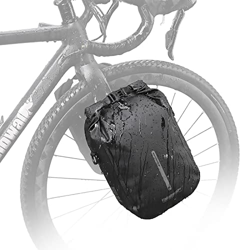 Rhinowalk Bike Front Pannier Bag - Waterproof Bicycle Rack Bag for E-Scooter Mountain Bike Accessories - Black, 6L